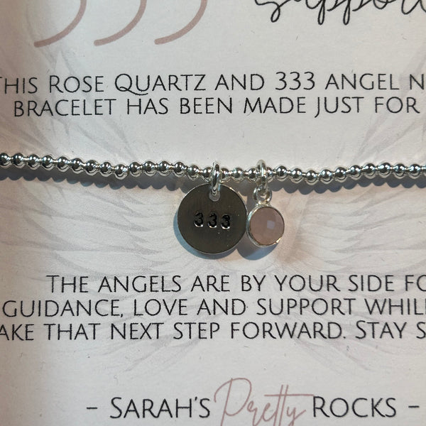 333 Angel Number Sterling Silver Elasticated Beaded Bracelet