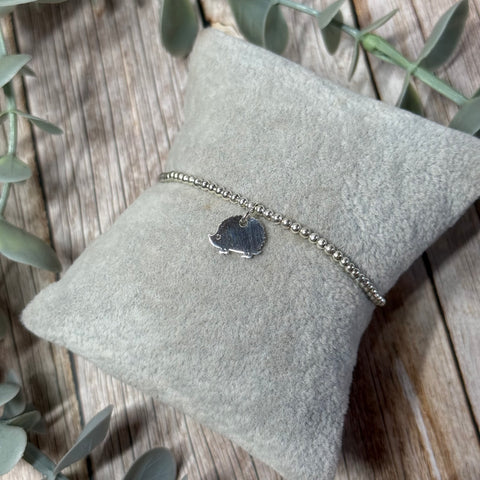 Hedgehog Sterling Silver Elasticated Beaded Bracelet