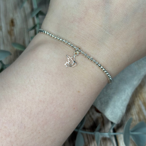 Dove Sterling Silver Elasticated Beaded Bracelet