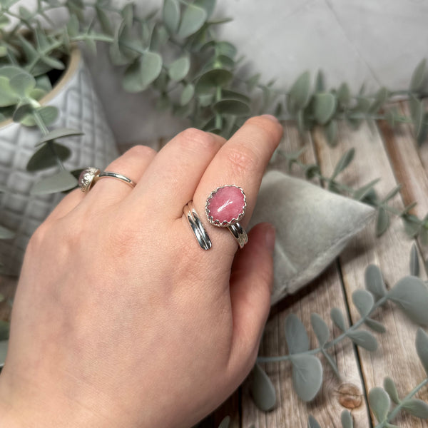 Rhodonite Adjustable Ring Handmade Sterling Silver