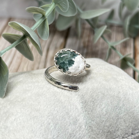 Ocean Jasper Adjustable Ring Handmade Sterling Silver