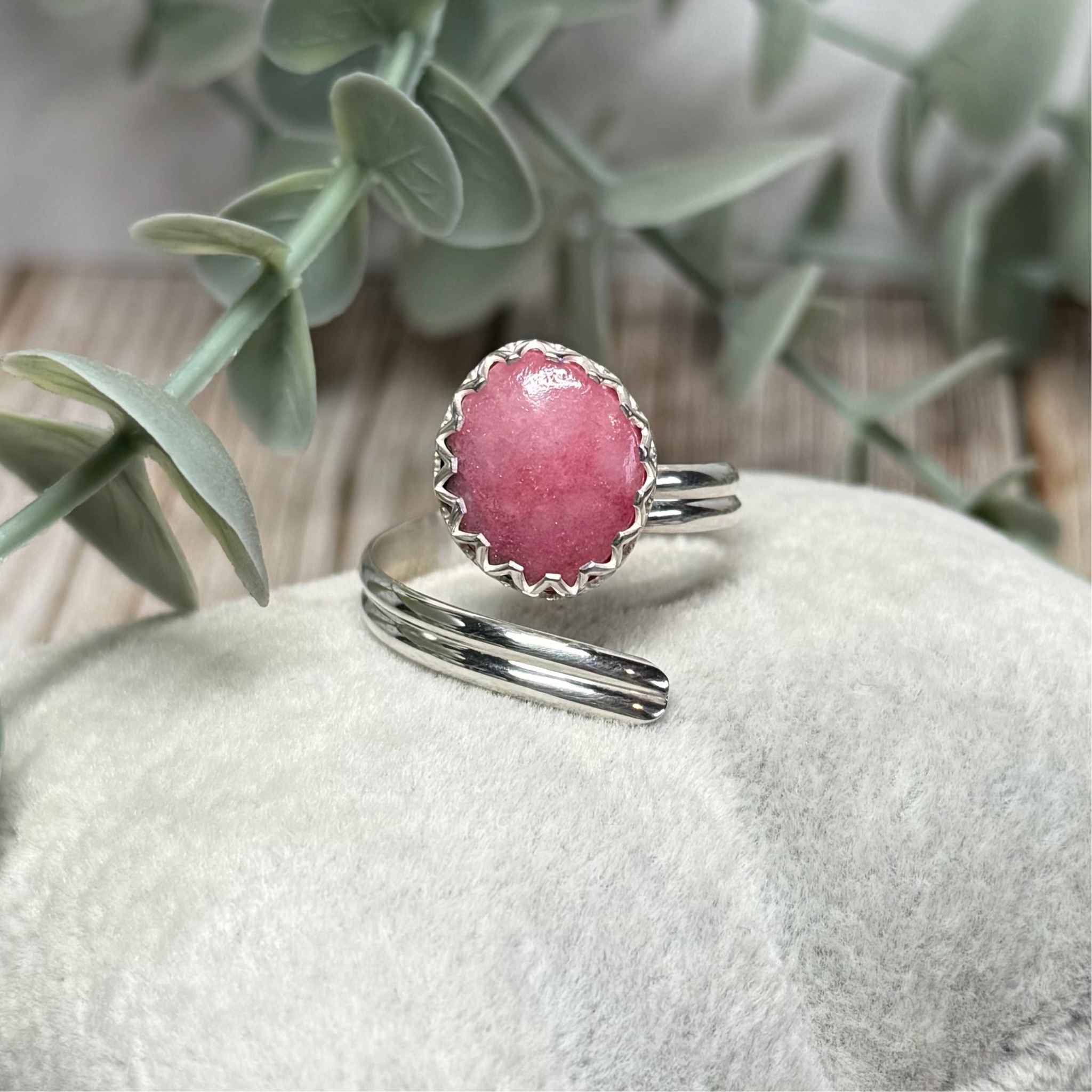 Rhodonite Adjustable Ring Handmade Sterling Silver