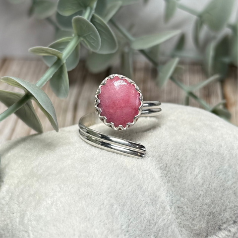 Rhodonite Adjustable Ring Handmade Sterling Silver