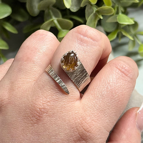 Copper Rutile Adjustable Ring Handmade Sterling Silver