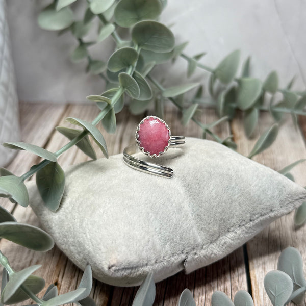 Rhodonite Adjustable Ring Handmade Sterling Silver