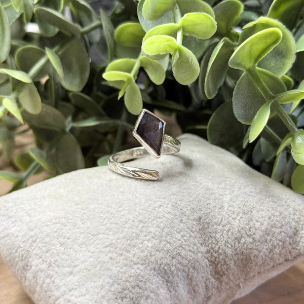 Silver Sheen Obsidian Adjustable Ring Handmade Sterling Silver