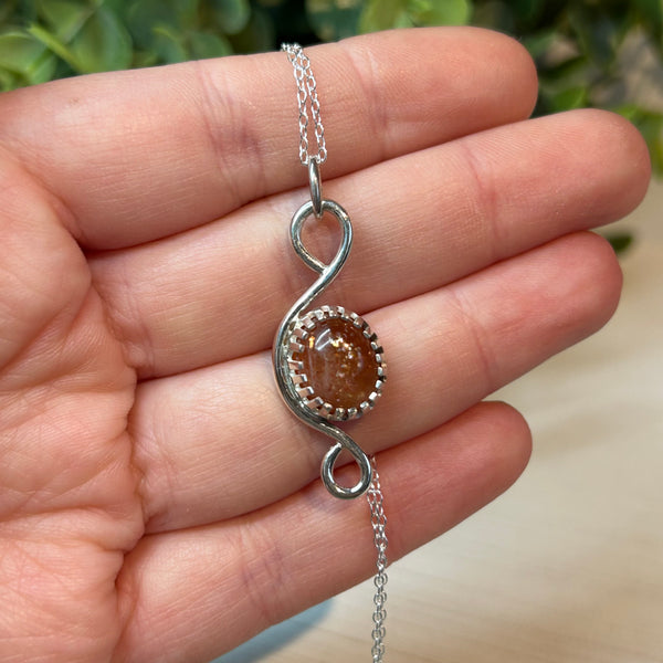 Sunstone Pendant Necklace Handmade Sterling Silver