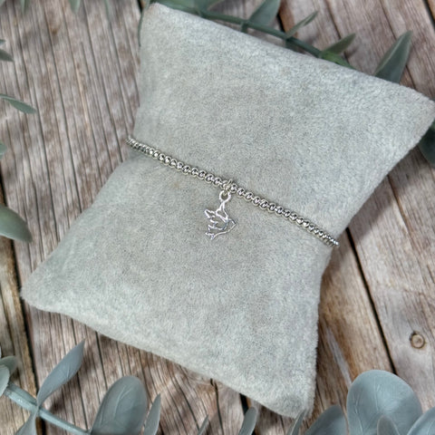 Dove Sterling Silver Elasticated Beaded Bracelet