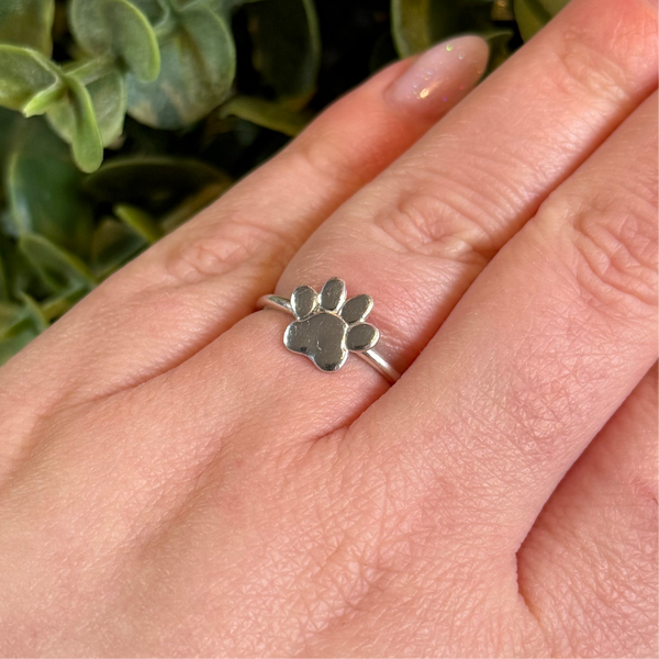 Paw Stacker Ring Handmade To Your Size in Sterling Silver