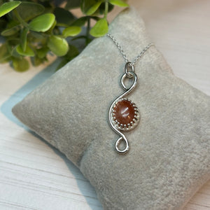 Sunstone Pendant Necklace Handmade Sterling Silver