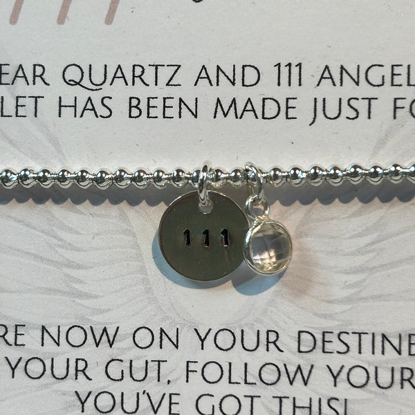 111 Angel Number Sterling Silver Elasticated Beaded Bracelet