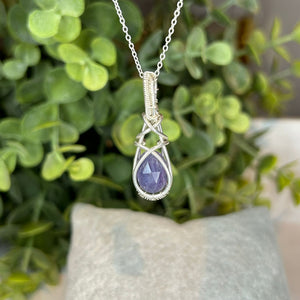 Fluorite Sterling Silver Wire Wrapped Pendant Necklace Handmade