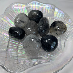 Black Tourmaline in Quartz Tumble Stones - Sarah's Pretty Rocks