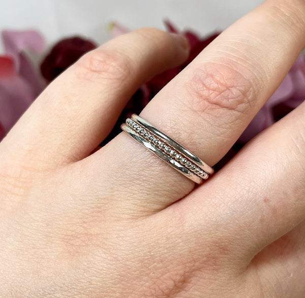 STACKER SET - Stacker Ring Set of 3 Handmade To Your Size in Sterling Silver - Sarah's Pretty Rocks