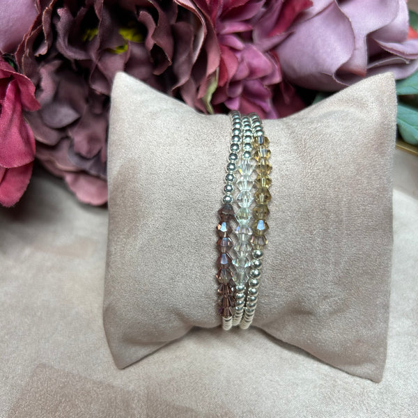 Sparkle Set Sterling Silver Elasticated Beaded Bracelets - Sarah's Pretty Rocks