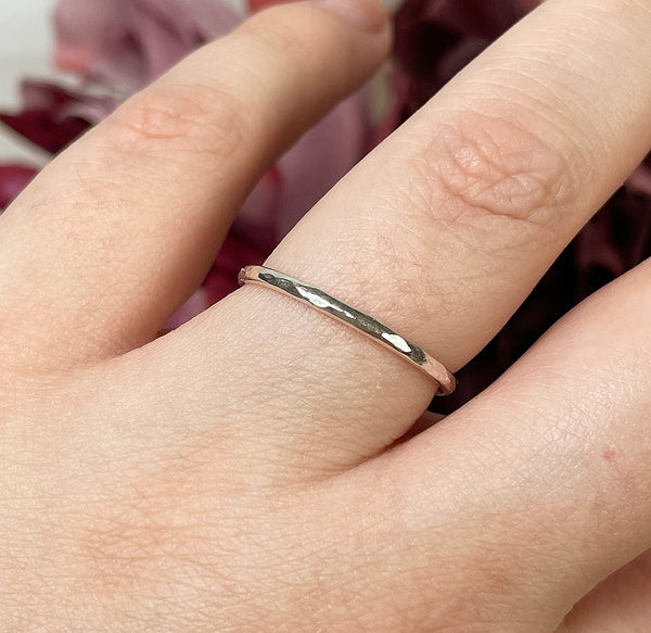 STACKER - Hammered Stacker Ring Handmade To Your Size in Sterling Silver - Sarah's Pretty Rocks